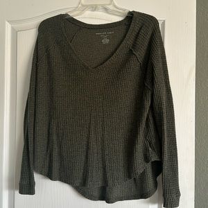 American Eagle, soft and sexy v neck waffle knit long sleeve.